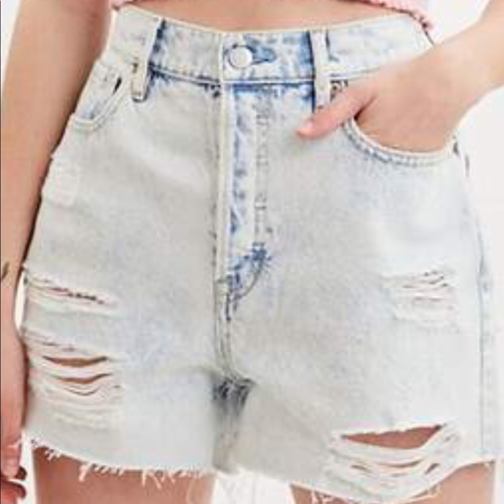 PacSun High Rise Icon Shorts Distressed, Sz 28, very soft, white wash,